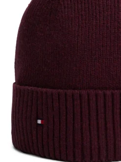 Tommy Hilfiger miesten pipo, TH FLAG PIMA COTTON BEANIE Viininpunainen