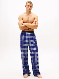 Tommy Hilfiger miesten pyjamahousut K FLANNEL PJ PANT WAISTBAND, sininen ruutu