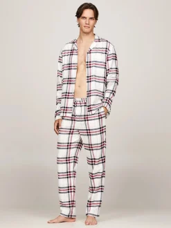 Tommy Hilfiger Miesten Pyjamasetti, LS FLANNEL PJ SHIRT SET Punainen Ruutu