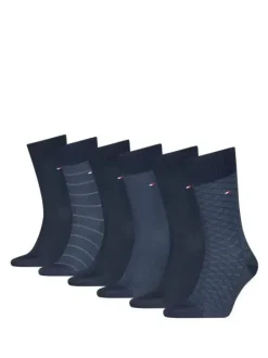 Tommy Hilfiger miesten sukat TH MEN SOCK 6P TIN GIFT BOX BIRDEYE, tummansininen