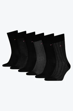 Tommy Hilfiger Miesten Sukat, MEN SOCK TIN GIFT BOX 6 PACK Musta