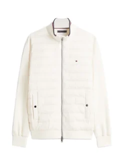 Tommy Hilfiger miesten takki Mix Media Ess RWB Stand Collar, luonnonvalkoinen