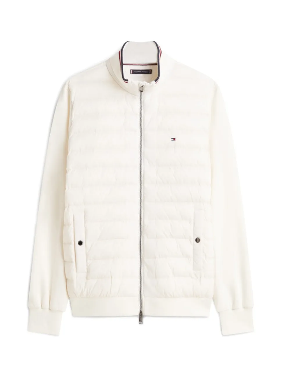 Tommy Hilfiger miesten takki Mix Media Ess RWB Stand Collar, luonnonvalkoinen