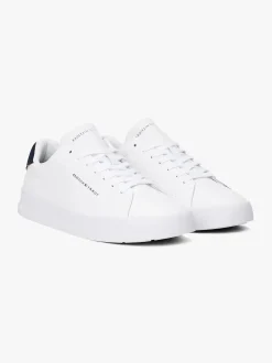 Tommy Hilfiger miesten tennarit, TH COURT LEATHER DETAIL ESS Valkoinen