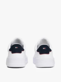 Tommy Hilfiger miesten tennarit, TH COURT LEATHER DETAIL ESS Valkoinen