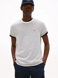 Tommy Hilfiger miesten t-paita, ESSENTIAL REG FIT TEE Raidallinen Valkoine
