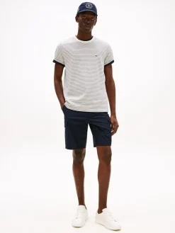 Tommy Hilfiger miesten t-paita, ESSENTIAL REG FIT TEE Raidallinen Valkoine