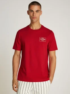 Tommy Hilfiger Miesten T-paita, MONOTYPE PRINTED LABEL Punainen