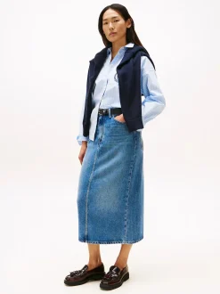 Tommy Hilfiger naisten hame, LANA MIDI HW SKIRT Indigo
