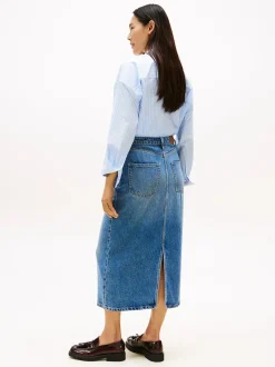 Tommy Hilfiger naisten hame, LANA MIDI HW SKIRT Indigo