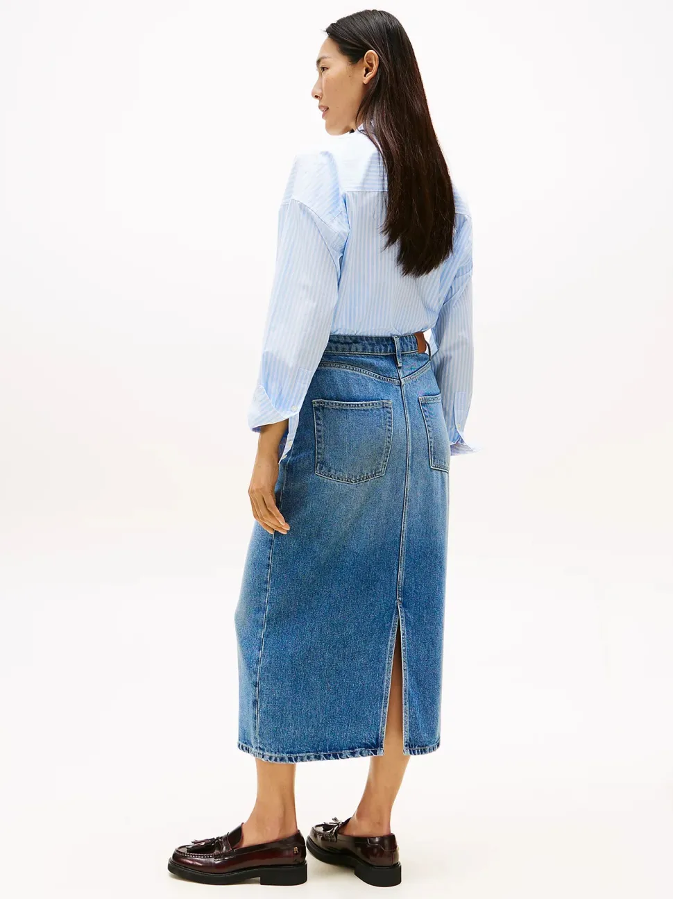 Tommy Hilfiger naisten hame, LANA MIDI HW SKIRT Indigo