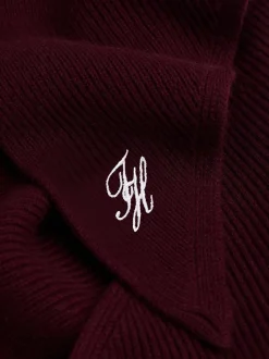 Tommy Hilfiger naisten huivi TOMMY SCRIPT CASH TRIANGLE SCARF, viininpunainen