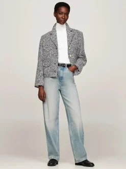 Tommy Hilfiger Naisten Jakku, BOUCLE WOOL MIX JACKET Harmaa Kuosi
