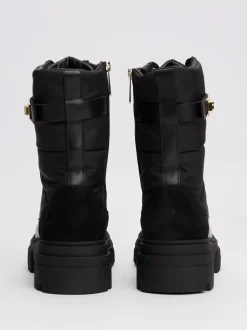 Tommy Hilfiger Naisten Kengät, BIKER LEATHER MIX LACE-UP Musta