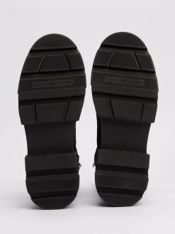 Tommy Hilfiger Naisten Kengät, BIKER LEATHER MIX LACE-UP Musta