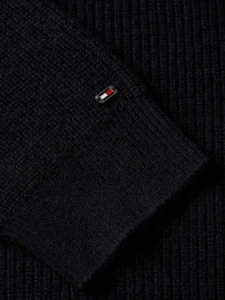 Tommy Hilfiger naisten mekko, MD WOOL CASH ROLL-NK MIDI DRESS Musta