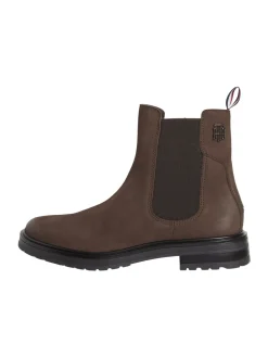 Tommy Hilfiger Naisten Nahkakengät AD TH STUD FLAT BOOT Tummanruskea