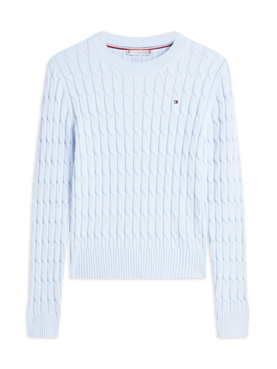 Tommy Hilfiger naisten neulepusero CO CABLE MID GG C-NK LS SWT, vaaleansininen