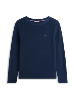 Tommy Hilfiger naisten neulepusero Cardi Fine GG LS Boat Neck Sweater, tummansininen