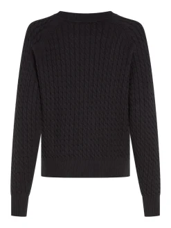 Tommy Hilfiger naisten neule, CO MINI CABLE C-NECK SWEATER Musta