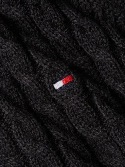 Tommy Hilfiger naisten neule, CO MINI CABLE C-NECK SWEATER Musta