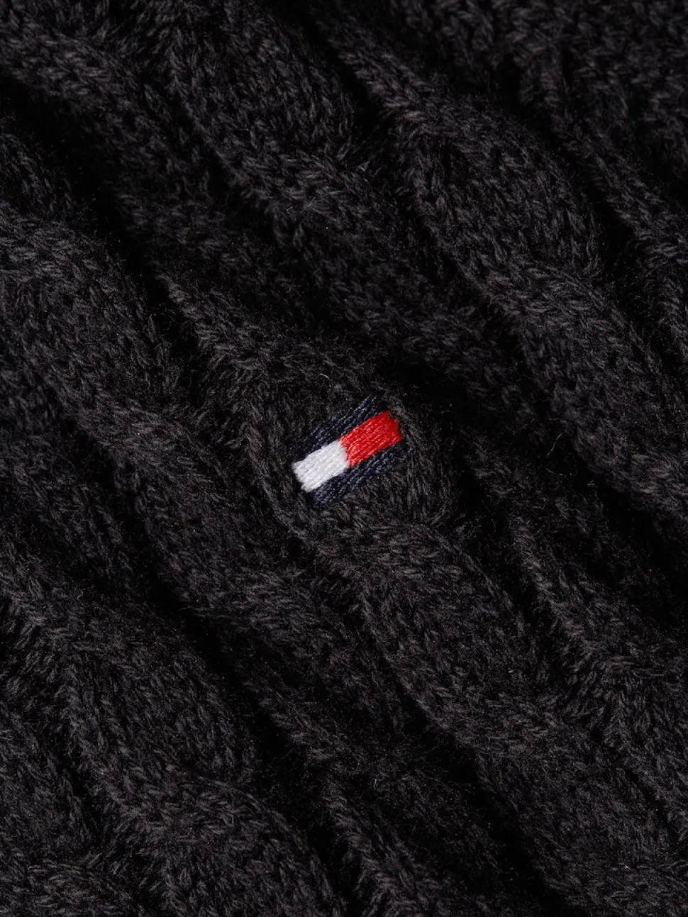 Tommy Hilfiger naisten neule, CO MINI CABLE C-NECK SWEATER Musta