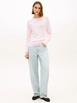 Tommy Hilfiger naisten neulepusero Cardi Fine GG LS Boat Neck Sweater, vaaleanpunainen