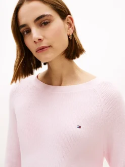 Tommy Hilfiger naisten neulepusero Cardi Fine GG LS Boat Neck Sweater, vaaleanpunainen