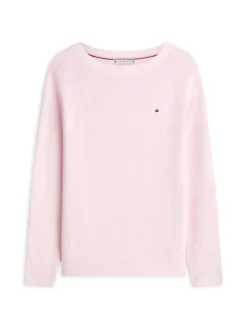 Tommy Hilfiger naisten neulepusero Cardi Fine GG LS Boat Neck Sweater, vaaleanpunainen