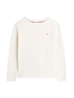Tommy Hilfiger naisten neulepusero Cardi Fine GG LS Boat Neck Sweater, valkoinen