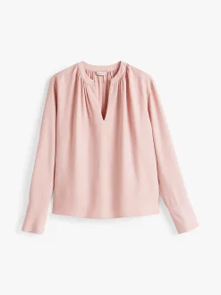 Tommy Hilfiger Naisten Pusero, SOFT VIS V NECK LS BLOUSE Vaaleanpunainen