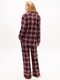 Tommy Hilfiger naisten pyjama LS FLNL SHIRT PJ PANTS SET, punainen ruutu