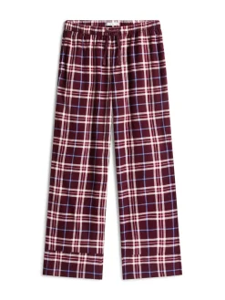 Tommy Hilfiger naisten pyjama LS FLNL SHIRT PJ PANTS SET, punainen ruutu
