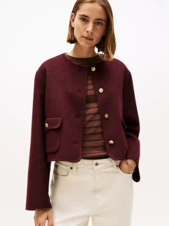 Tommy Hilfiger naisten takki, DF WOOL BLEND REG LADY JACKET Viininpunainen