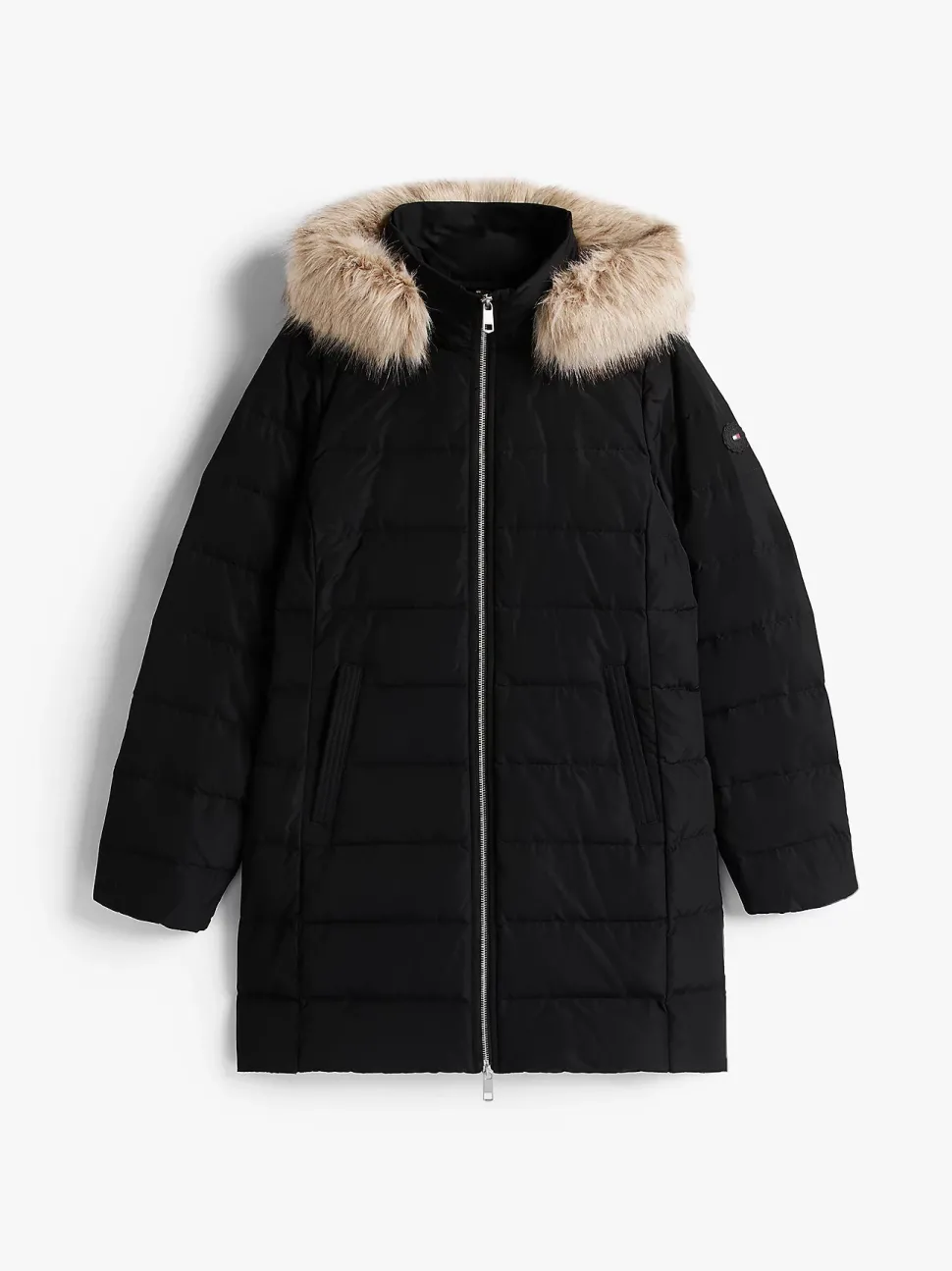 Tommy Hilfiger naisten takki MW DOWN SLIM COAT WITH, musta