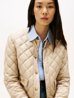 Tommy Hilfiger naisten takki, BUTTON QUILTED REG LADY JACKET Luonnonvalkoinen