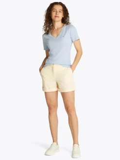 Tommy Hilfiger naisten t-paita, SLIM CODY V-NK SS, C1O Vaaleansininen