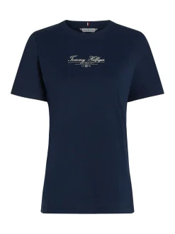 Tommy Hilfiger naisten t-paita, K-REG SCRIPT C-NK TEE SS Tummansininen