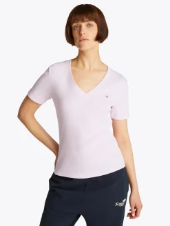 Tommy Hilfiger naisten t-paita, SLIM CODY V-NK SS, C1O Vaaleanpunainen
