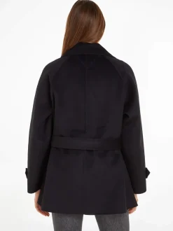 Tommy Hilfiger Naisten VillakangasTakki, DF WOOL BLEND SHORT TRENCH Musta