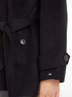 Tommy Hilfiger Naisten VillakangasTakki, DF WOOL BLEND SHORT TRENCH Musta