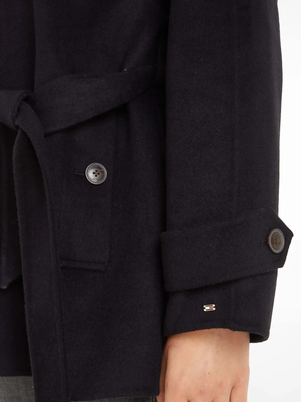 Tommy Hilfiger Naisten VillakangasTakki, DF WOOL BLEND SHORT TRENCH Musta