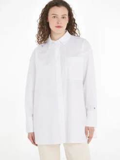 Tommy Hilfiger Naisten Väljänmallinen Kauluspaita, SMD ESSENTIAL LOOSE FIT SHIRT Valkoinen