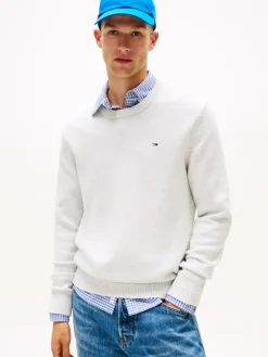 Tommy Jeans miesten neulepsuero, TJM SLIM ESS SWEATER EXT Vaaleanharmaa