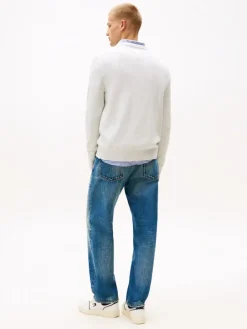 Tommy Jeans miesten neulepsuero, TJM SLIM ESS SWEATER EXT Vaaleanharmaa
