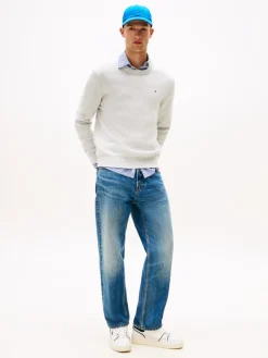Tommy Jeans miesten neulepsuero, TJM SLIM ESS SWEATER EXT Vaaleanharmaa