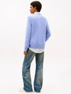 Tommy Jeans miesten neulepusero TJM Slim ESS Sweater EXT, vaaleansininen