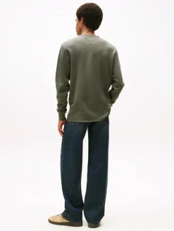 Tommy Jeans miesten paita, TJM SLIM WAFFLE SCRIPT HENLEY Vihreä