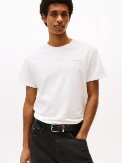 Tommy Jeans miesten t-paita, TJM SLIM LINEAR CHEAST TEE Luonnonvalkoinen