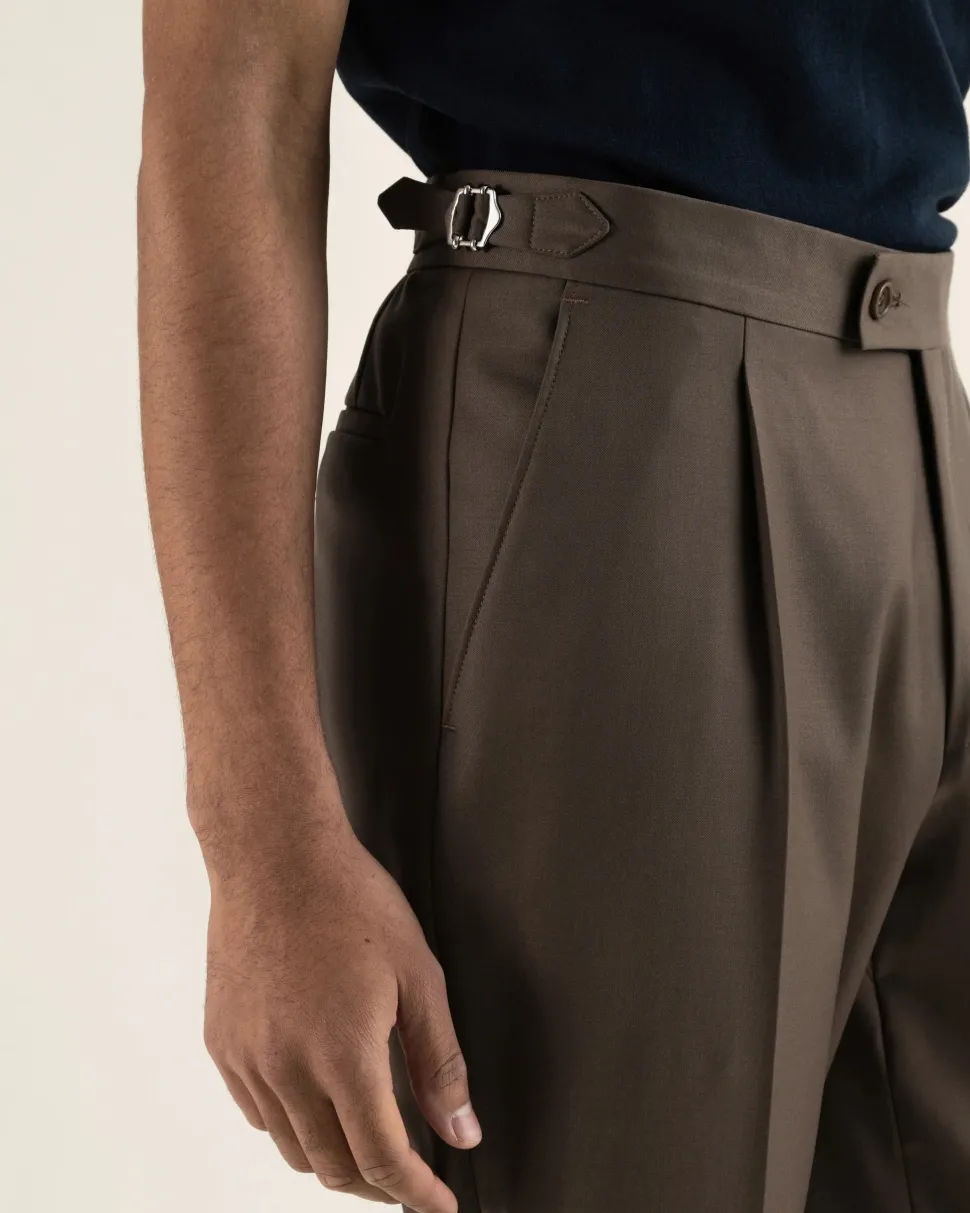 Turo puvunhousur Hanko 3 Pleated Trousers Vitale, ruskea